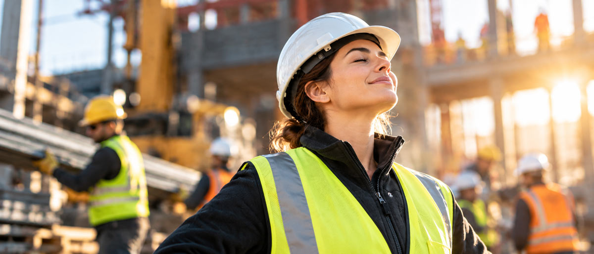 female construction worker on job site